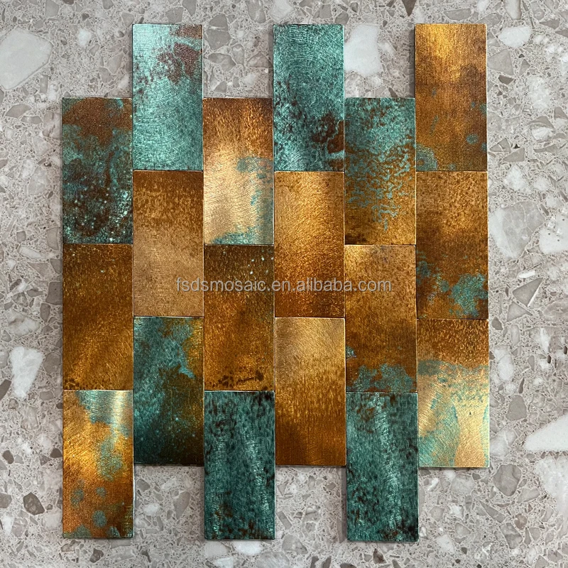 Mixed color Strip Shape Brushed Pattern Self Adhesive Mosaic For Bathroom Ceiling Wall Tile Aluminum Mosaic