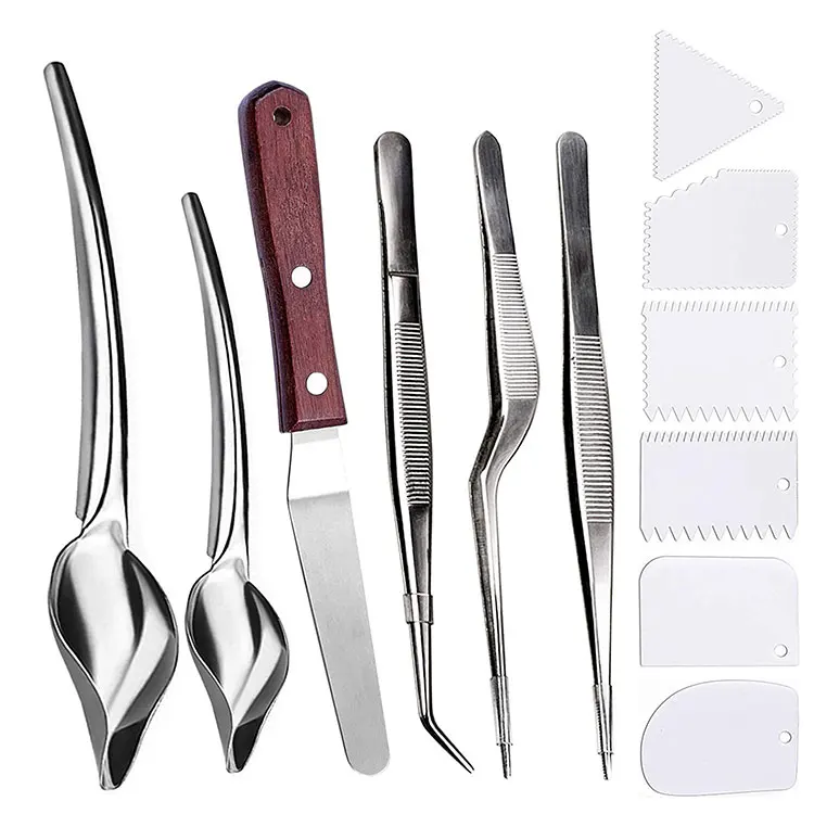China Factory Culinary Drawing Spoons Chef Plating Tools Stainless Steel Cooking Tweezers for Food Culinary Decorating