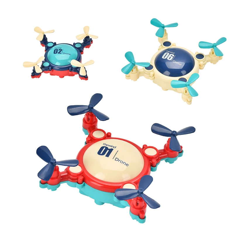 Hot selling children cute cartoon inertial drone-shaped stunt car mini friction plane toy