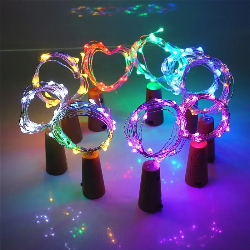 Free Sample China Free Shipment Wine Bottle Lights Cork Built Battery LED Silver Copper Wire Colorful Fairy Mini String Lights