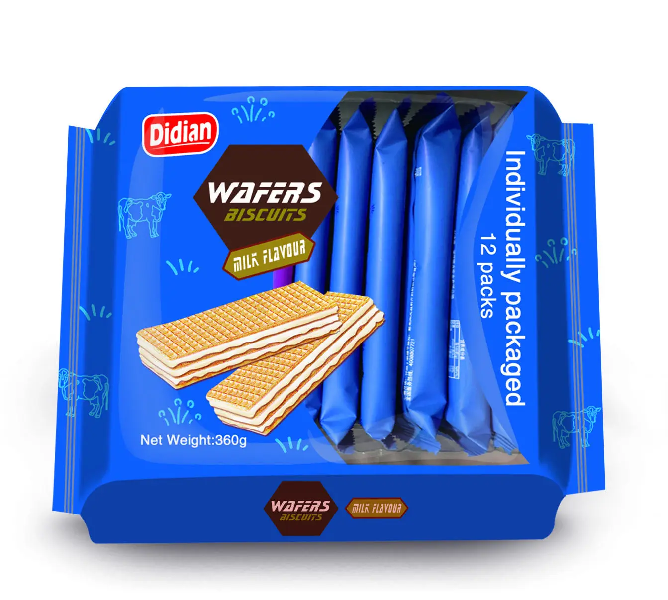Wholesale Cheese Wafer Biscuits Crispy Rectangular Snacks Cream Chocolate Fruit Hazelnut Flavors Box Packaging Halal Approved