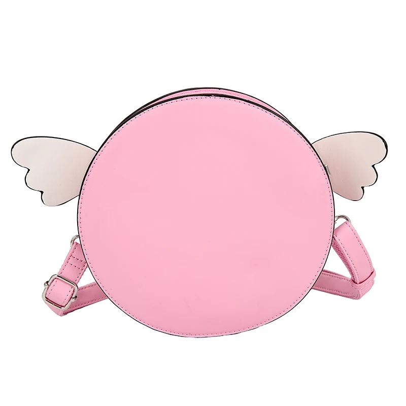
custom design Ita clear window shoulder bag cute round Ita bag with wings 