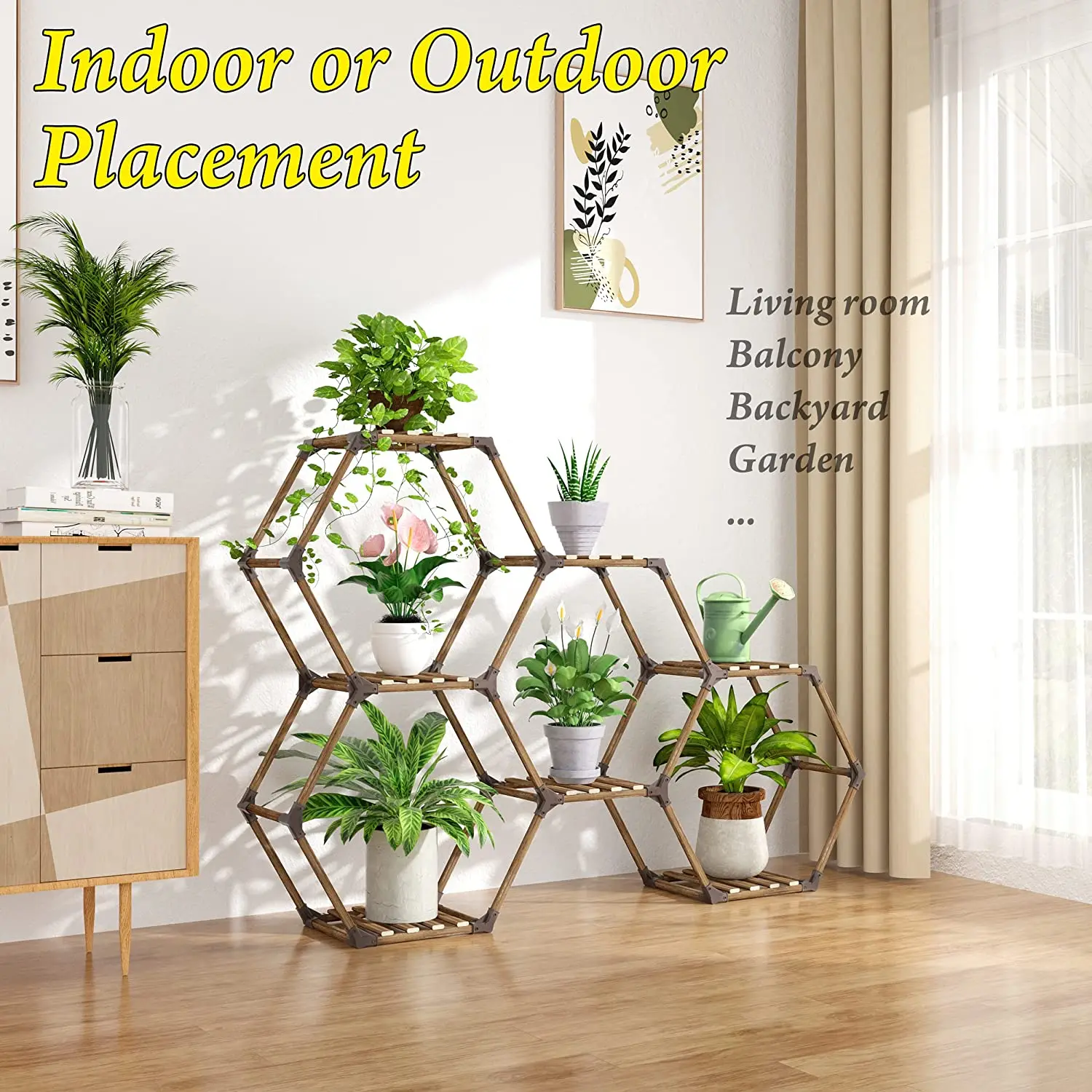Hot sale 7 tiers large corner plants holder multiple flower pots garden hexagonal indoor shelf display rack plant stand