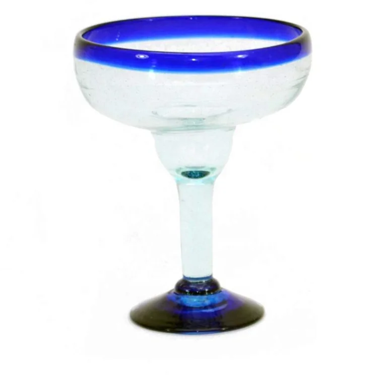 Mexican margarita cocktail glass hand-blown Green Rim Margarita Glass