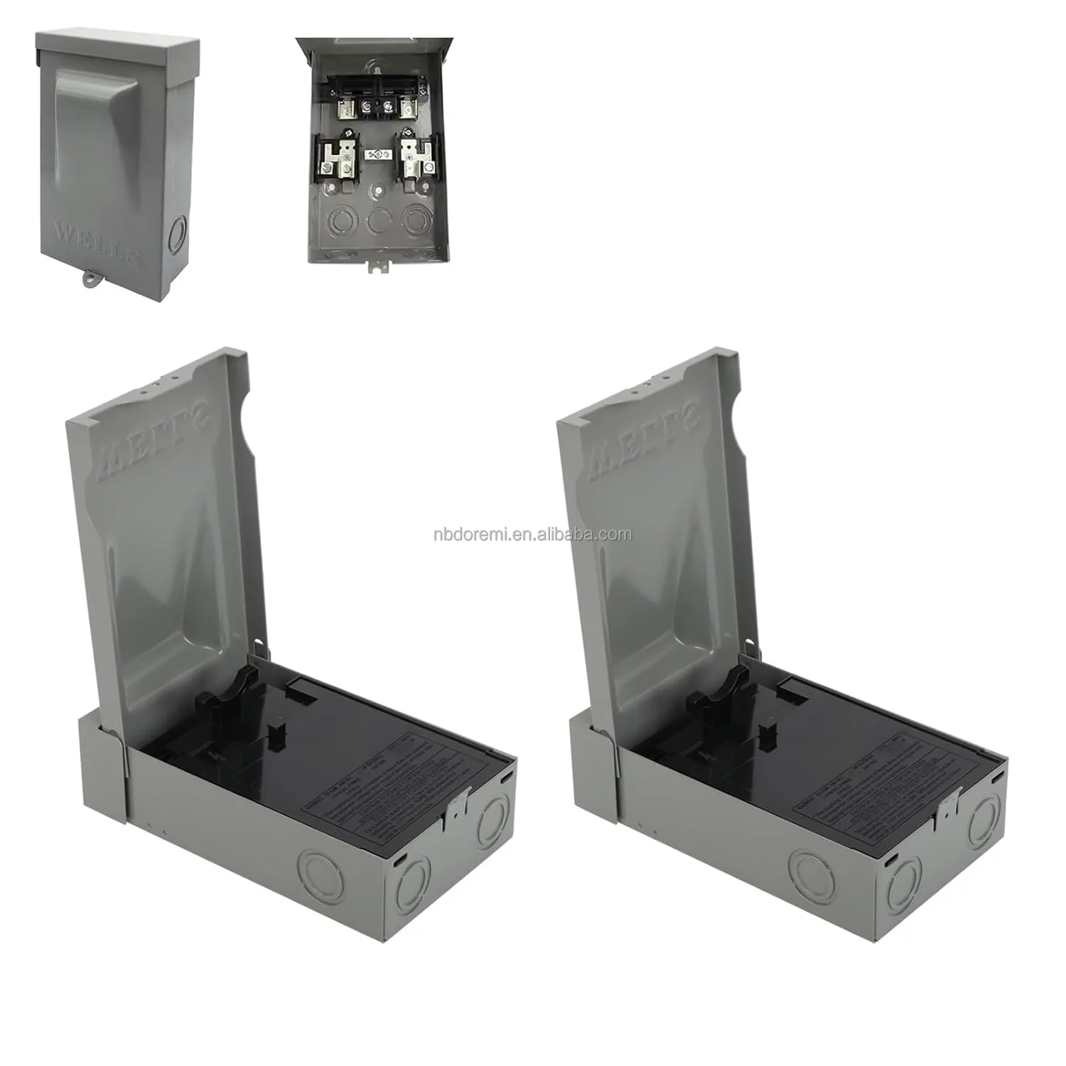 60 Amp Fuse 120/240VAC AC Disconnect Box Outdoor Waterproof Disconnect Metal Box Pull Out Switch for Commercial Air Conditioning