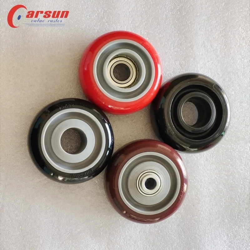 Medium Polyurethane wheel 3/4/5/6inch Red PU Wheel with Grey Anti Tangle Cover