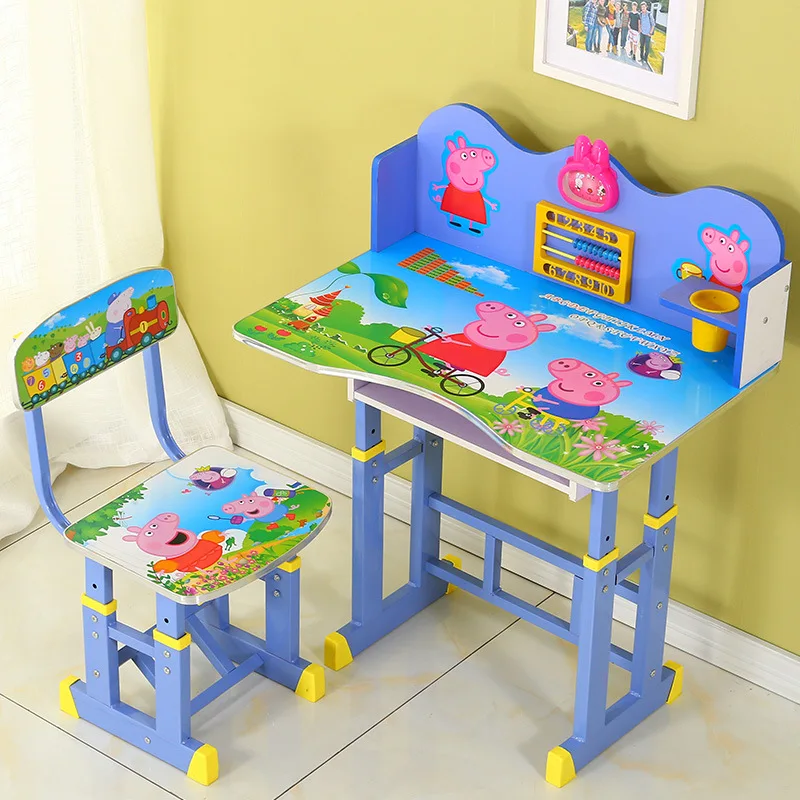 lovely cartoon children study desk and chair set wholesale  kids folding portable folding table and chair set