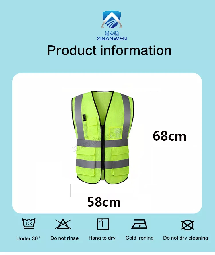 Outdoor Multi Pockets Safety Vest Security Safety Green Reflective Vest