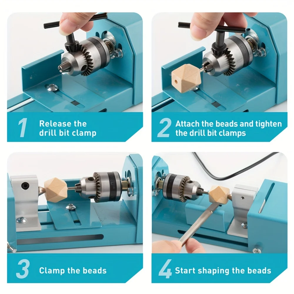Mini Metal Lathe Machine Tool With 9pcs Tool Accessories, DIY Woodworking Wood Lathe Milling Machine