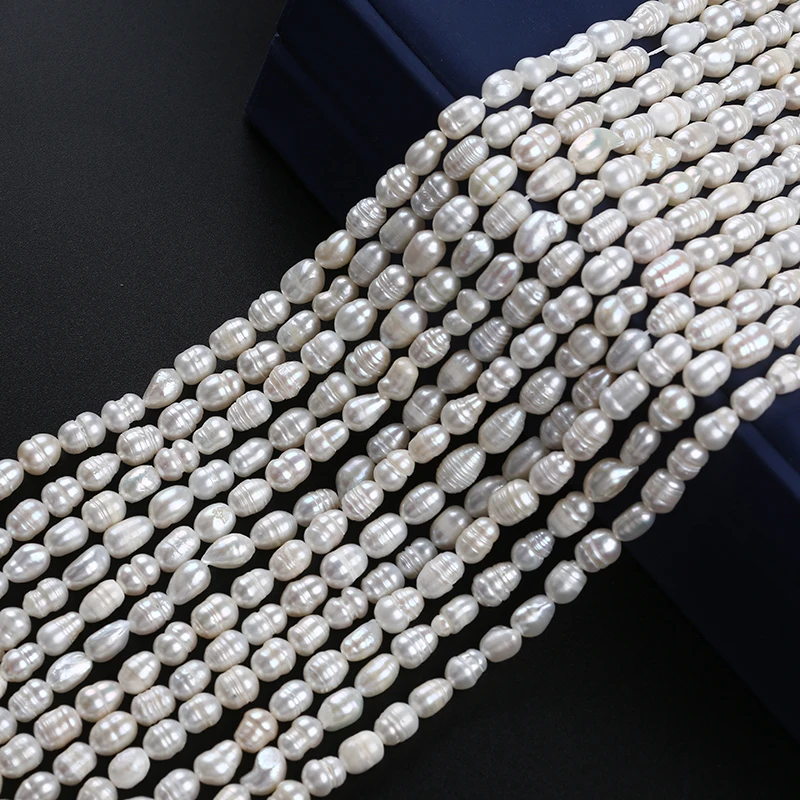 5-6mm AAAA AAA AA A B C D different grade White Natural Loose Beads Real Freshwater Rice Pearl Strand