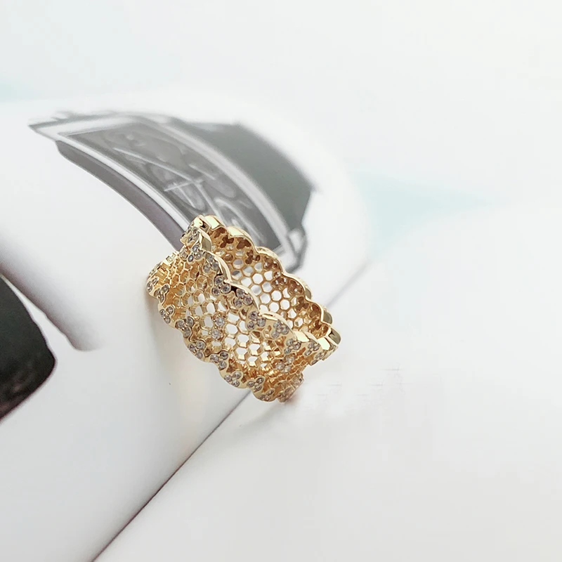 Hotsale 925 Sterling Silver 1:1Golden Shine  Ring for women jewelry