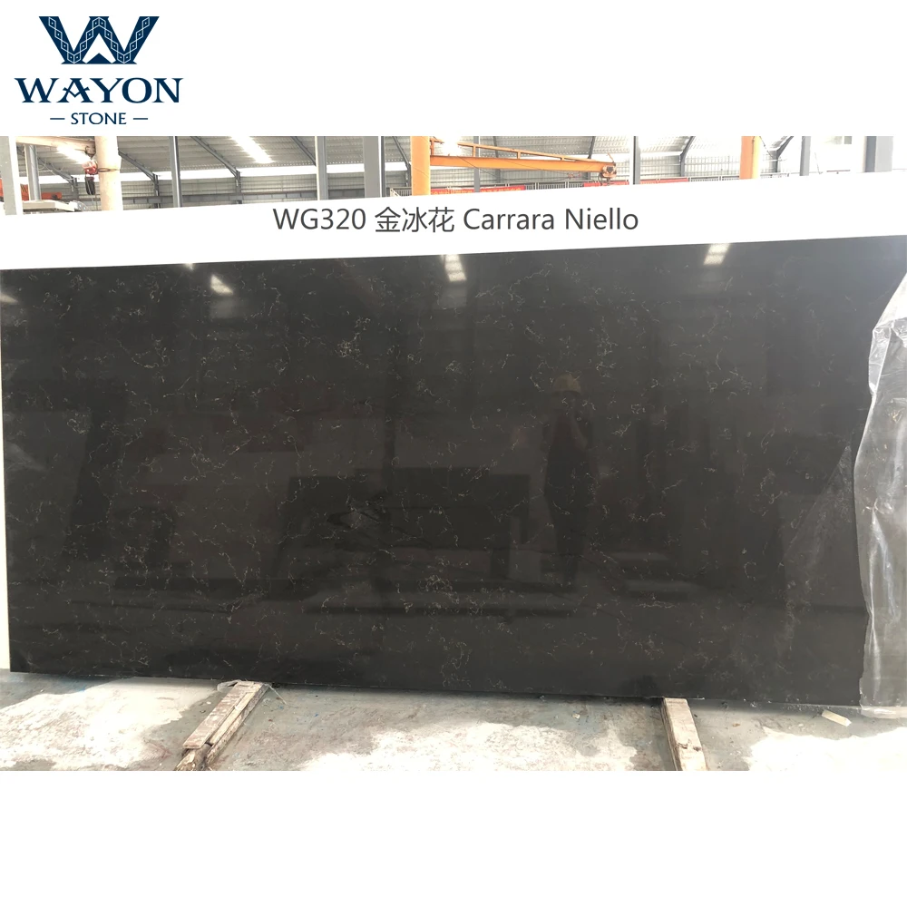 Artificial Quartz Stone Wholesale Black Calacatta Quartz Slab Countertop Stone With White Vein Quartz Slab Manufacturer in China