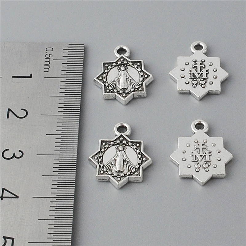  13*16mm Small Virgin Mary Medal New Design Antique Silver Metal Pendant ACP018 for Catholic Jewelry