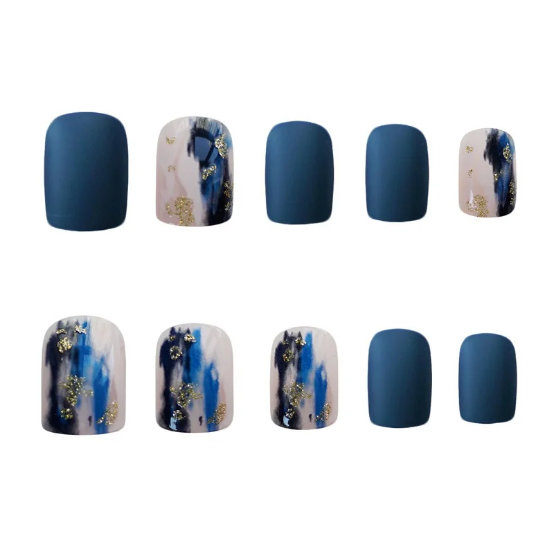 TikTok Web Celebrity Product 24 pcs Gradient Frosted Artificial Nails Glue Sticker Wholesale