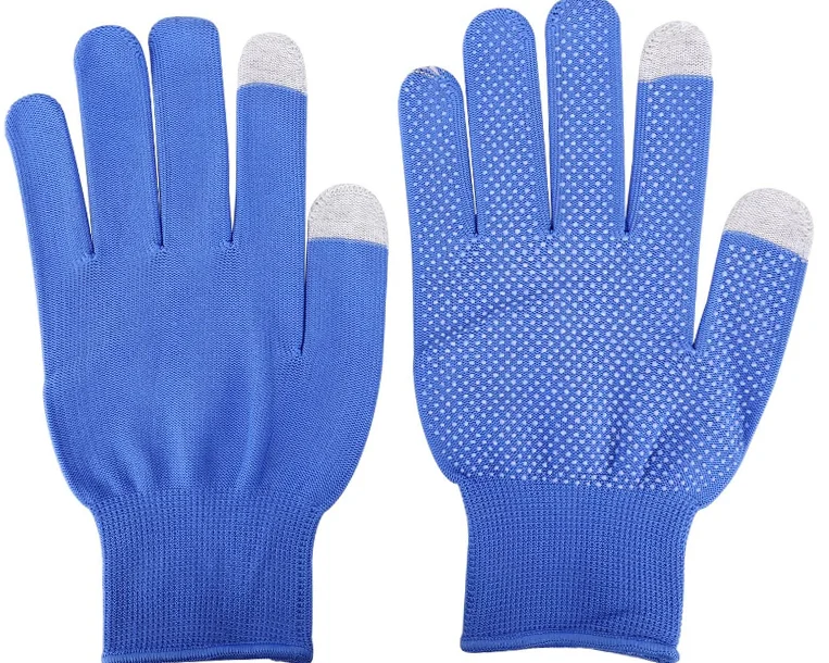 Hand Protection Nylon 13 Needle Touch Screen Garden Gloves Outdoor Work Safety Cheap Thin Dot Anti-slip Breathable Mittens