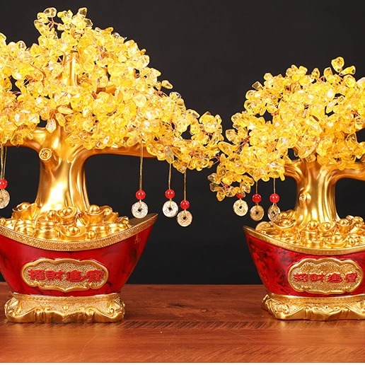 Office shop wine cabinet opening gift citrine fortune tree lucky