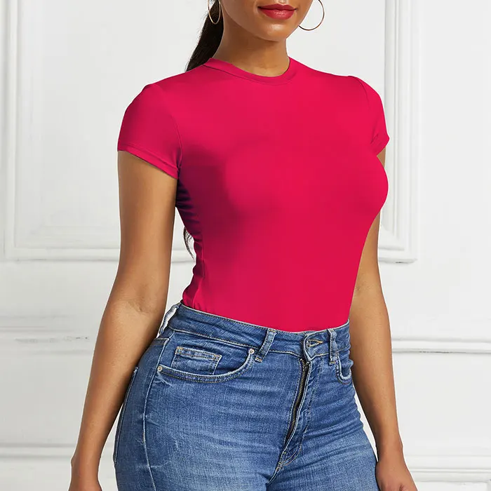 Новый Простой Модный женский eBay Amazon новый сексуальный однотонный боди с коротким рукавом