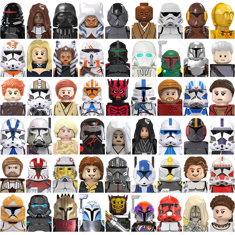 TV6101-TV6110 Clone Trooper Mini Action Figures Star C-3PO Obi-Wan Trooper Ahsoka Clone Commander Mini Building Blocks Kids Toys