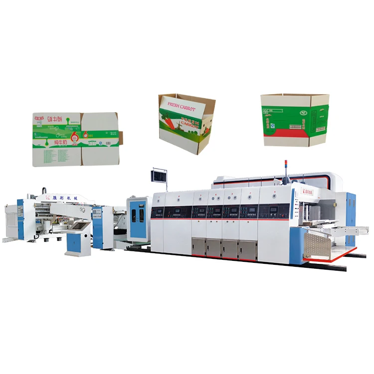 Full automatic 2 color carton printing slotting die cutting making machine