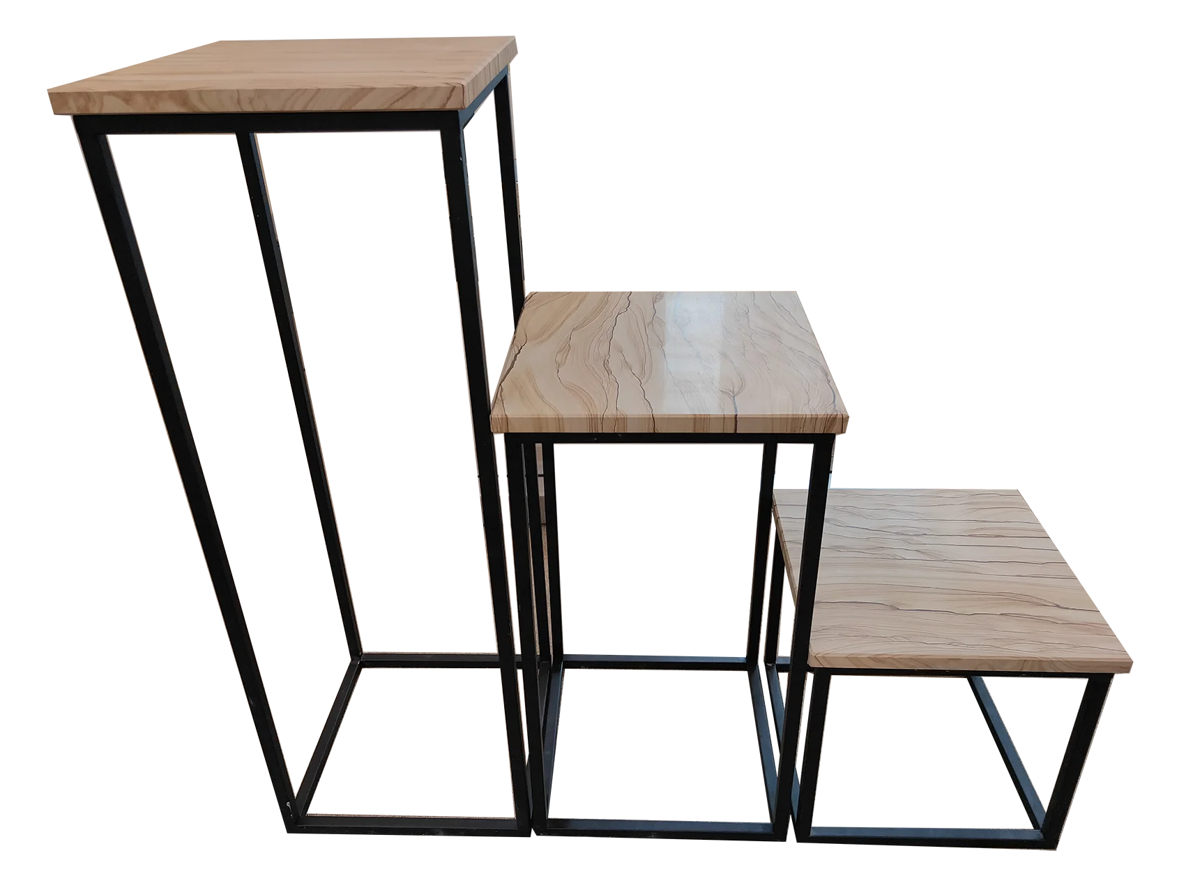 Modern Furnitures Black Iron Frame Sandstone Table Top Side Table