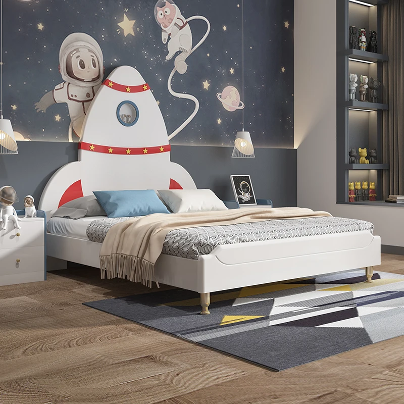 Cheap factory children beds Russian birch and New Zealand Pine solid wood rocket kids bed