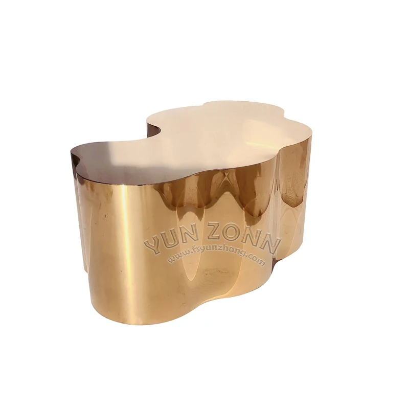 YunZonn Modern Gold Mirror Stainless Steel Coffee Table Irregular Style for Living Room Dining Hotels Villas Apartments Use