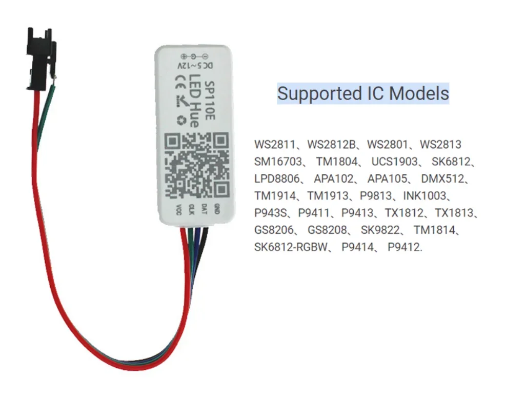 1024 Pixels Magic smart blue tooth led pixel DC5-12V SP110E phone APP controller for 2811 2812 1903 LED Pixel Strip Light