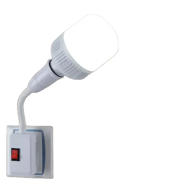 Plug-in LED Nightlight E27 with Switch Universal Cap and Bulb Changeover Holder Table Lamps Gold Glass DC Industrial Modem ABS