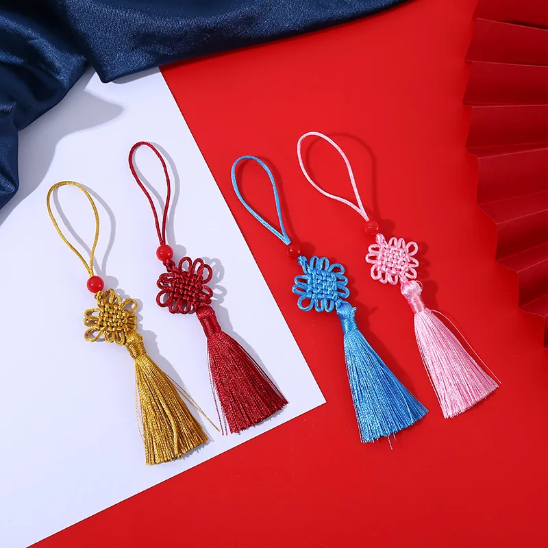 Wholesale Keychain Tassel New Design Chinese Knot Tassel Fringe Satin Polyester Handmade Chinese Knot With Soft Tassels