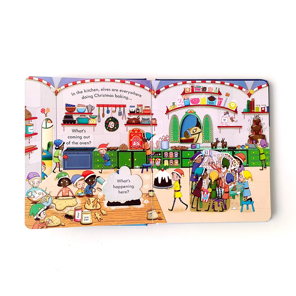 New children christmas gift boys girls games book christmas bedtime story lift the flap books printing