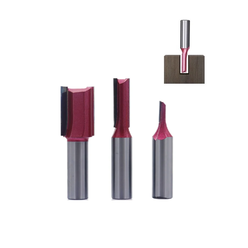 Tideway 1/2 Inch 2 Flutes  Tungsten Carbide Tipped Trimming Wood Sizing CNC Router Bit Straight Milling Cutter For Woodworking