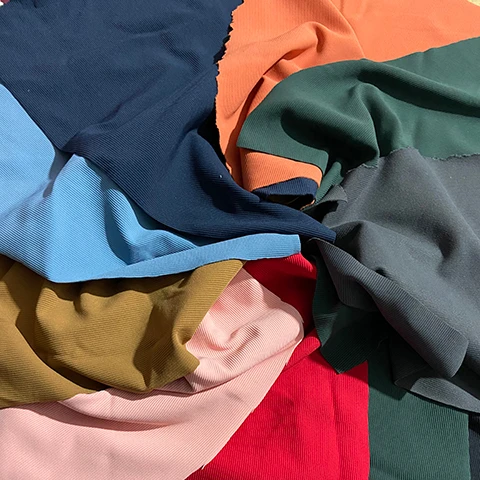 
12 plain solid colors 4 stretch way lululemon style Nylon spandex ribbed fabric weight 260gsm ideas for swimwear, bikini, 