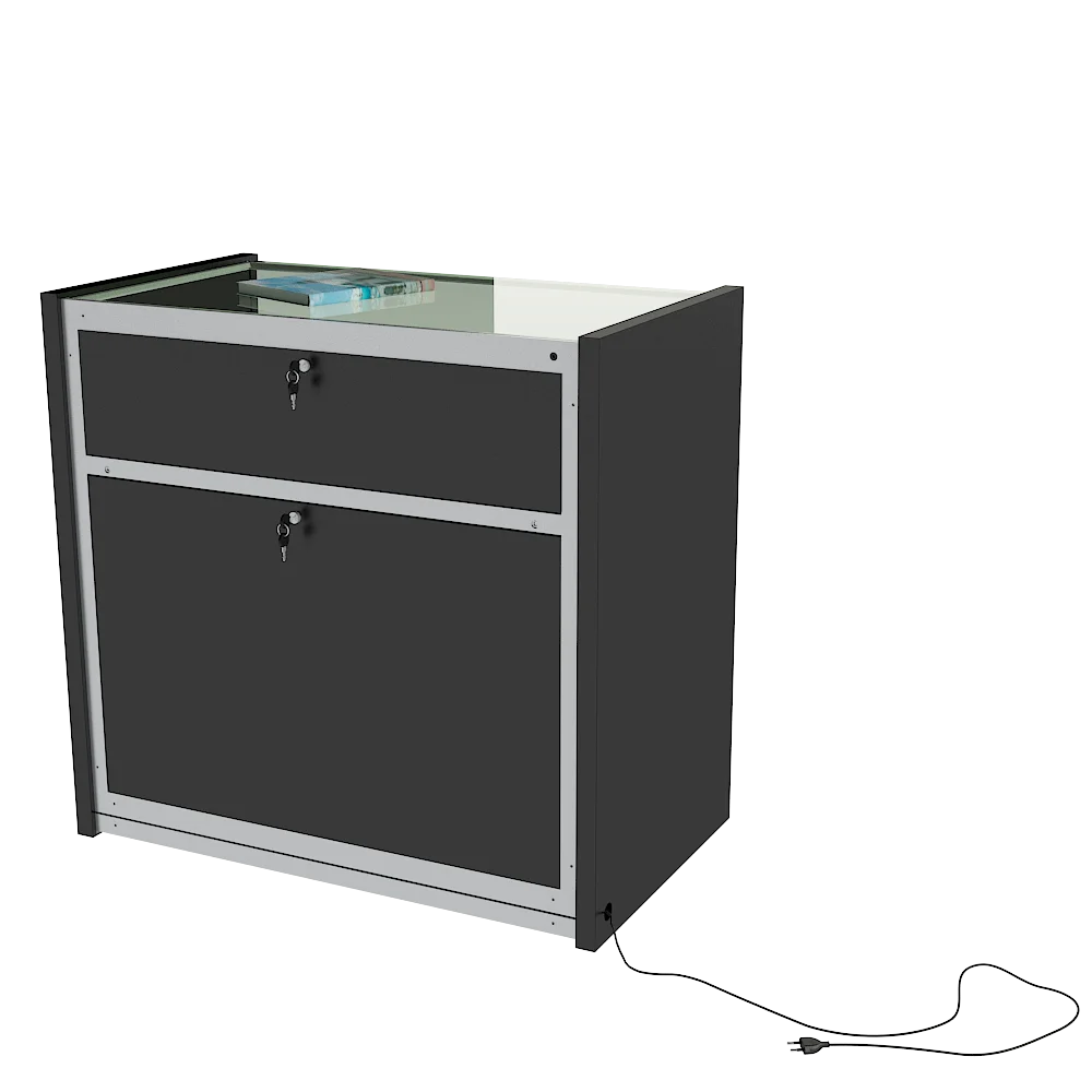 Black Wooden Glass Counter Showcase Display Cabinet for trade show fair exhibition booth