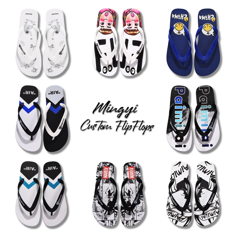 Wholesale Designer Soft Comfortable EVA PVC Custom Printed Logo Flip Flops Men Flip-flops Slippers