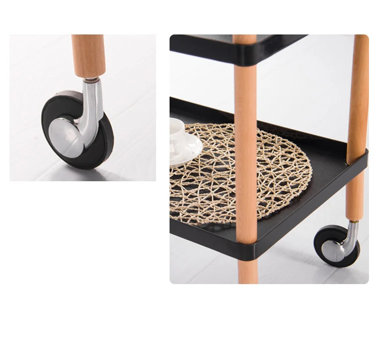 Wholesale Factory Furniture Modern Moving Service Wood Frame Plastic 2 3 Tier Kitchen Trolley with Wheels