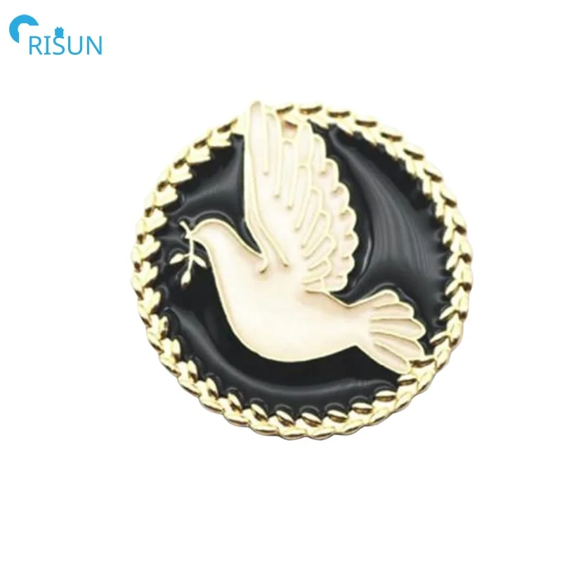 Manufacture United Nations Peace Love Lapel Pins Brooch Custom Enamel Peace Dove Olive Badge Pin