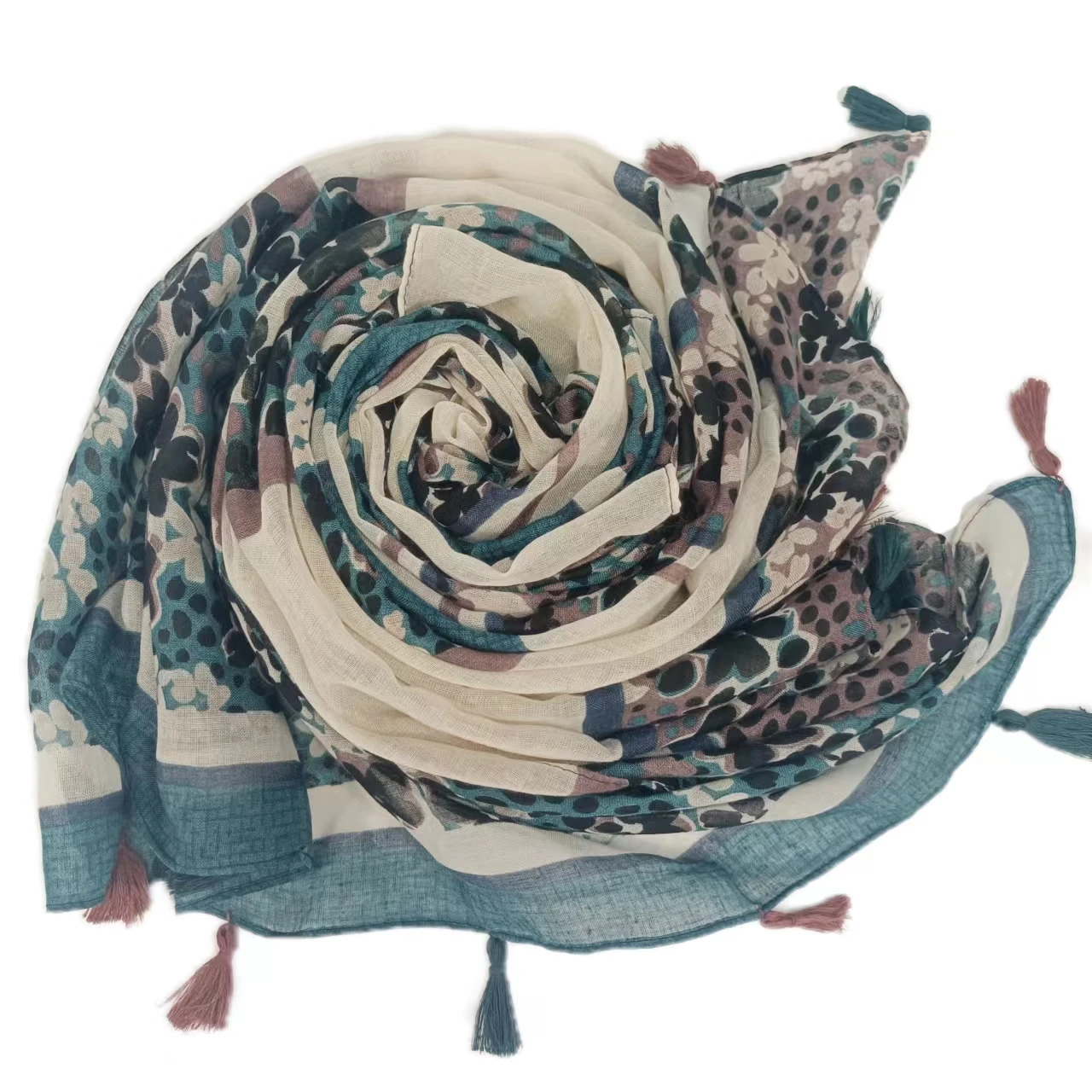 Wholesale Customized Ladies Printed Cotton Viscose Turban Shawl Fashion Patchwork Pattern Cotton Scarf