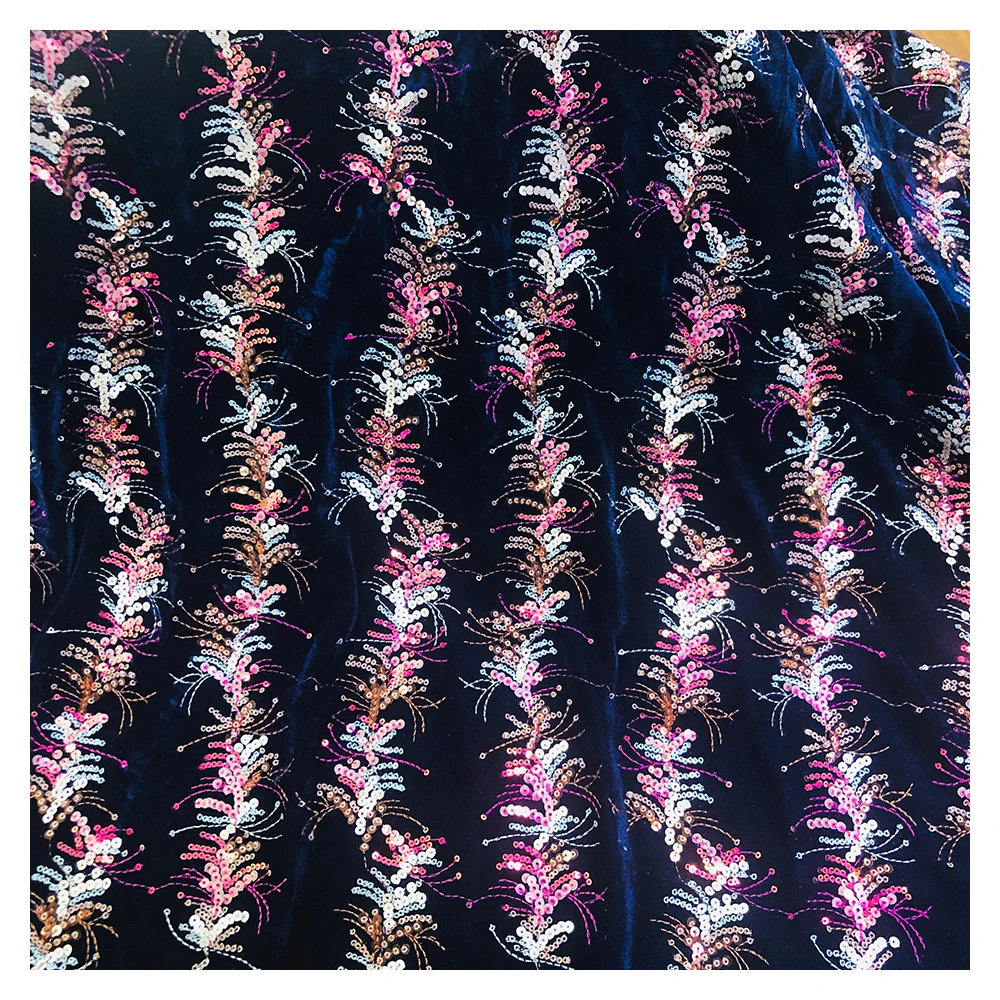 Velvet Sequins Embroidered Fabrics Crushed Sequin Chair Pillow Matte White Case Multicolor Dress New Dark blue Striped flowers