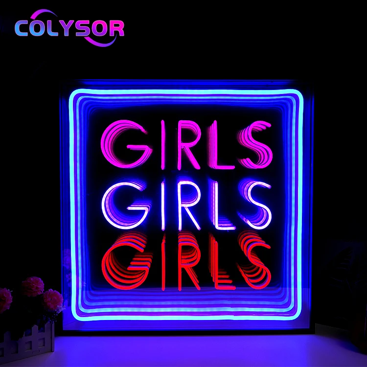 Factory Direct Sale New Design Girls Acrylic Board Home Decor LED Infinity Mirror Neon Sign Light