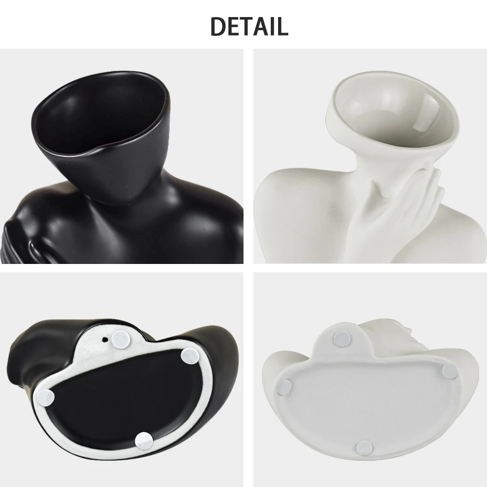 High Quality European Nordic Human Body Art Creative Ceramic Vase Decor Modern Boho Ornamental Flowers Vase For Living Room