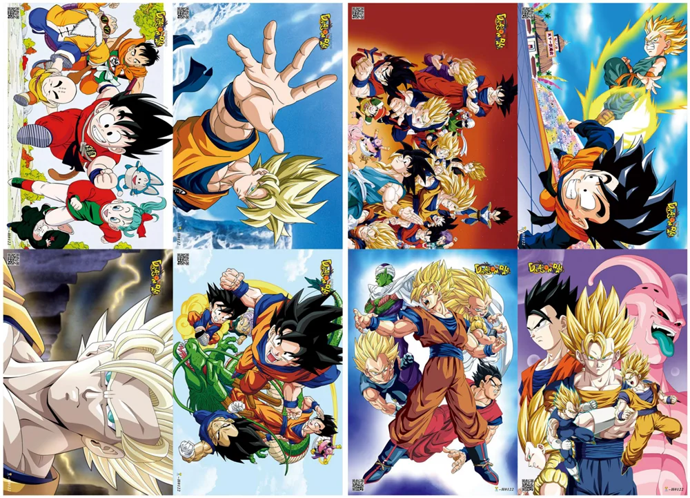 Dragon ball z плакат аниме картины на холсте 8 шт. 11 5x16 5