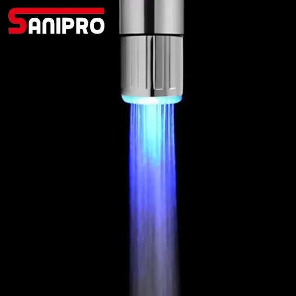 SANIPRO Smart LED Temperature Sensitive 3-Color Light-up Kitchen Bathroom Basin Water Saving Faucet Aerator Tap Nozzle Head
