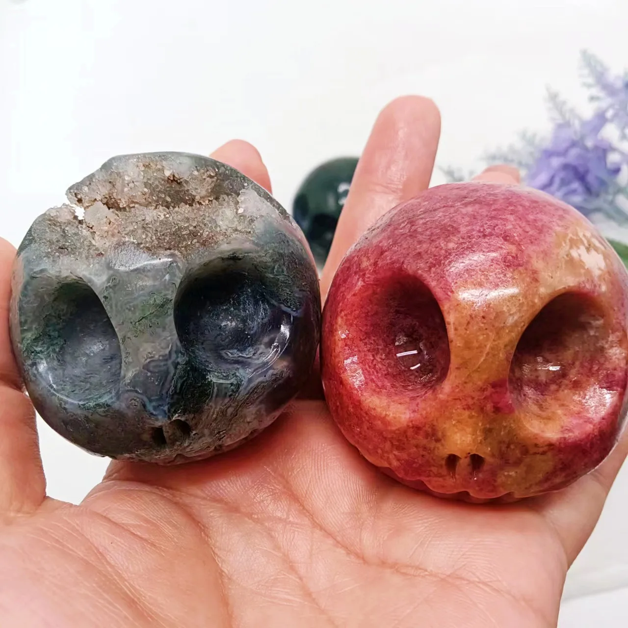 High Quality Natural Crystal Carving Czech Skulls Crystals Healing Craft Jack Skulls For Halloween Decoration