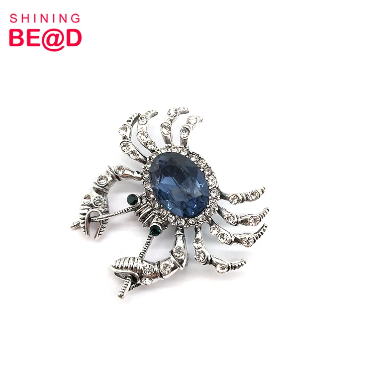 Wholesale Cute Cartoon Crab Crystal Rhinestone Animal Brooch Pins For Women Jewelry Accessories,Custom Brooch