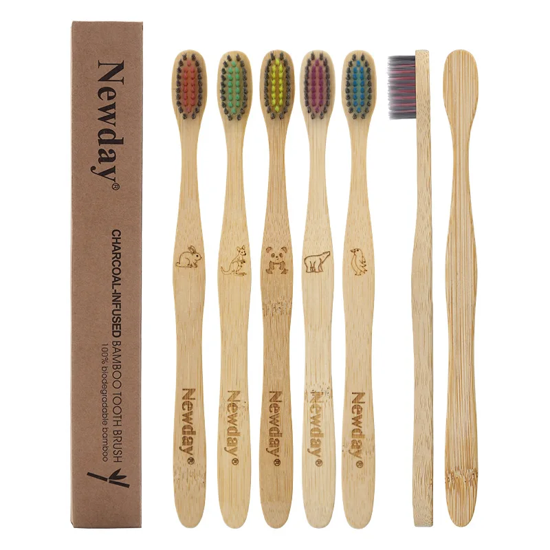 
Bamboo toothbrush surface cute cartoon animal bamboo products bamboo toothbrush biodegradable hotel disposable toothbrush 