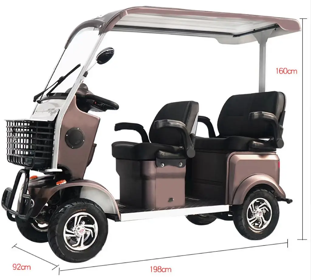 Electric tricycle for two people electric four wheel High-end New energy Leisure open body for four wheel with 2 seats
