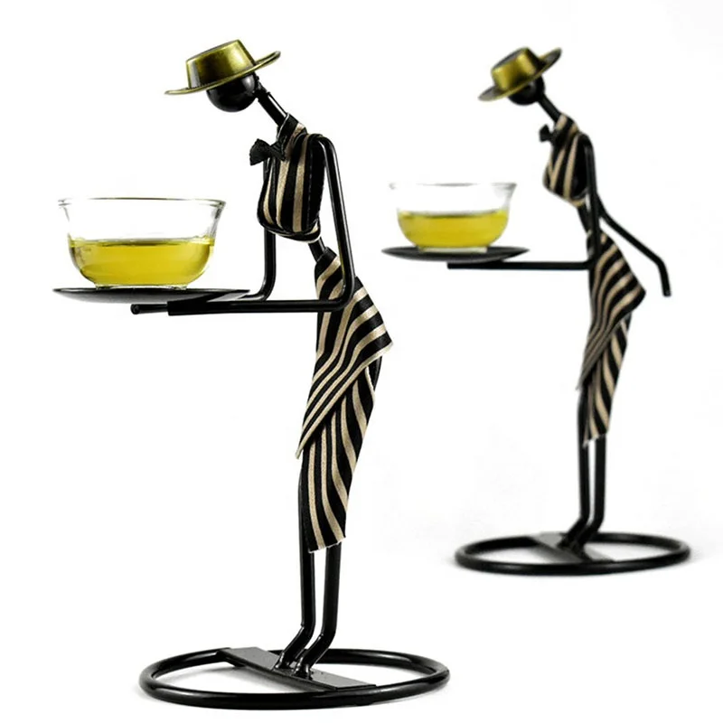 Creative western style etiquette waiter character candle holder home hotel restaurant decorations