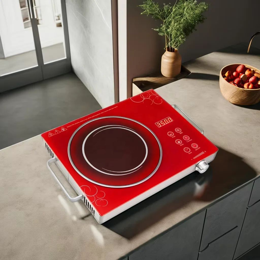 Glass Panel Black Red Colorful Fashion Design Electric Portable Ceramic Hob One Burner Induction Infrared Cooker Spare Parts