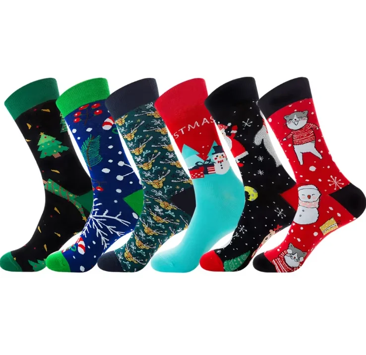 Unisex Fun Cute Socks Candy Canes Pattern Xmas Novelty Christmas Socks with Reindeer Gingerbread