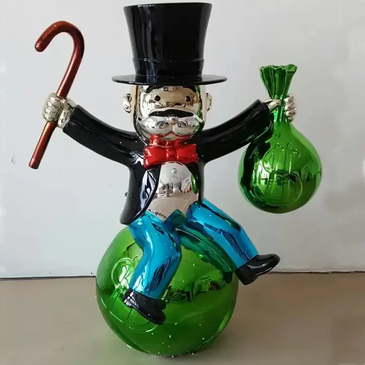 Factory hot selling cartoon Popeye statuindoor Decorative Fiberglass Monopoly Monopoly Sculptures Fiberglass Monopoly Statue